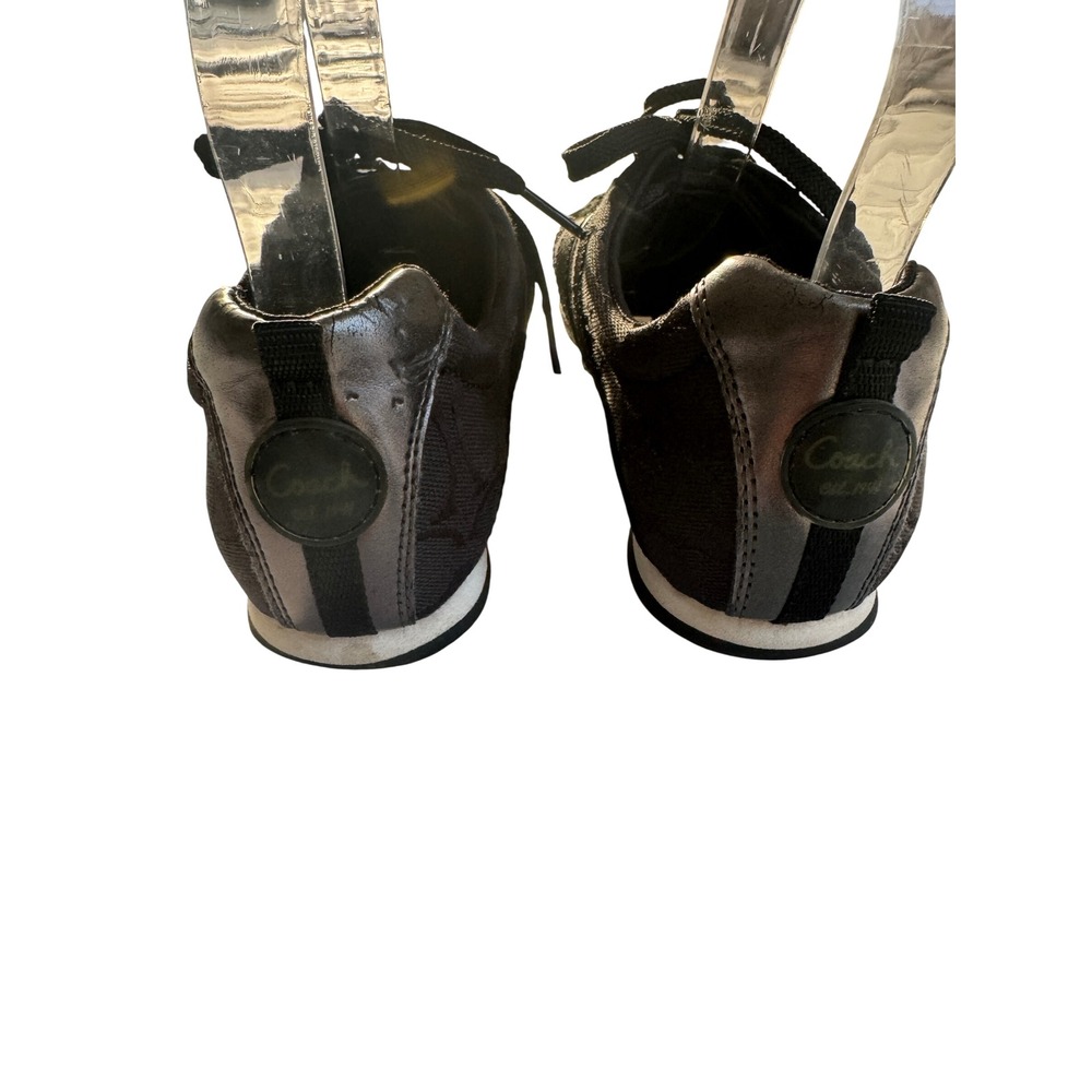 Coach Sneakers Women's 6.5 Black Silver Henrietta Signature Jacquard‎ Low Top - Picture 5 of 11